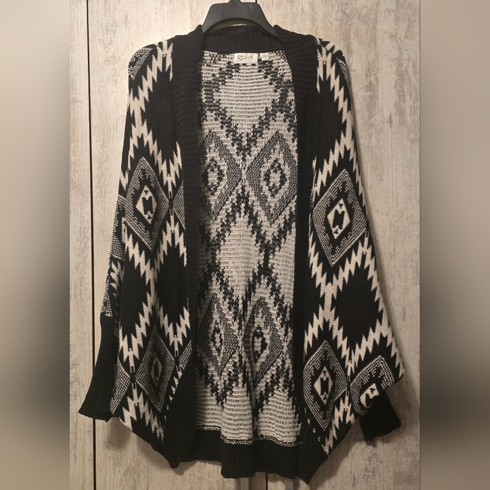 Aztec Inapired Pattern Geometric Tribal Pattern Cacoon Cardigan - size L - Picture 3 of 11